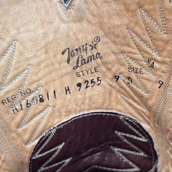 Tony Lama Pointed Toe Western Cowboy Boots Size 9 Brown Leather Rodeo main image 7